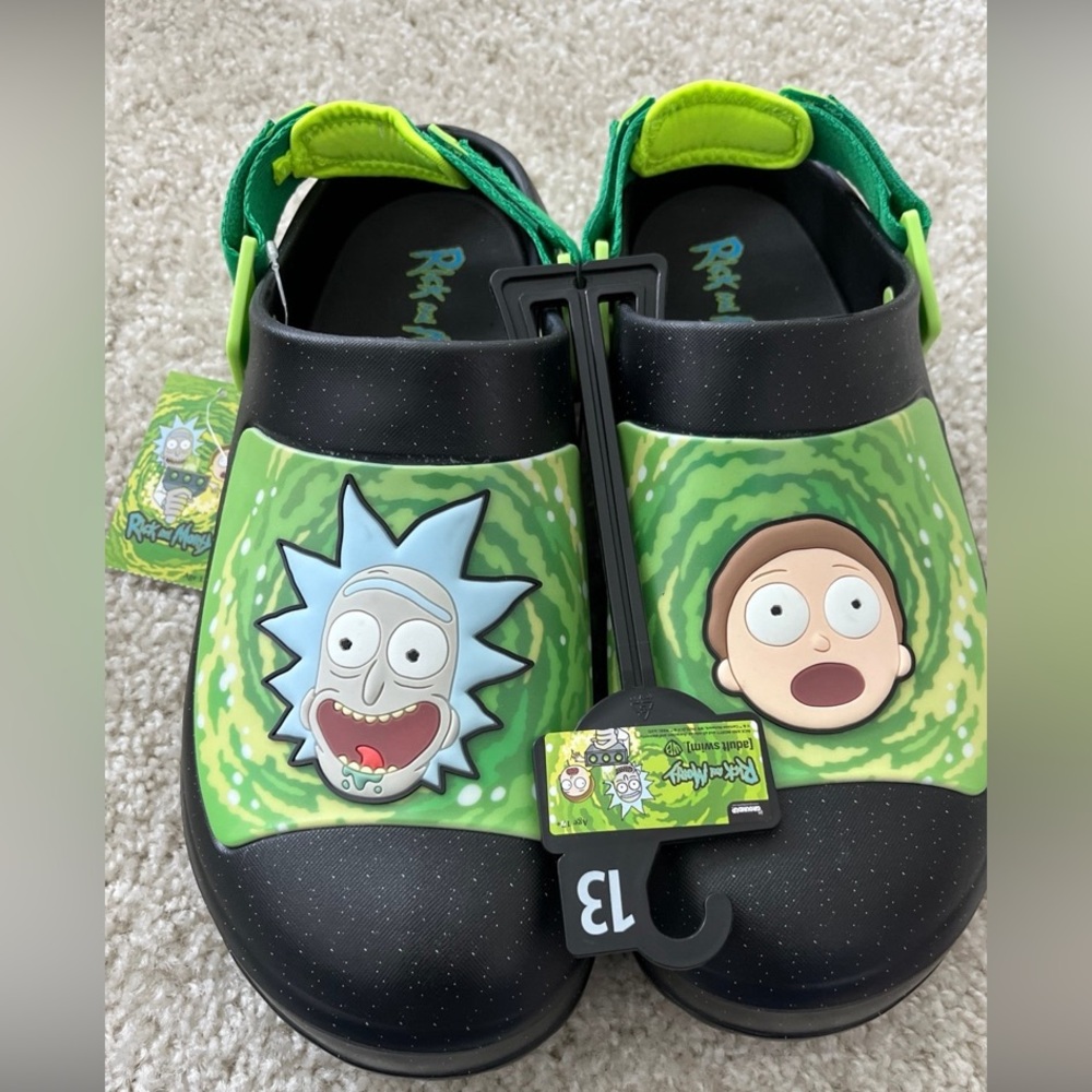 Rick and Morty Kids Clogs - Black and Green